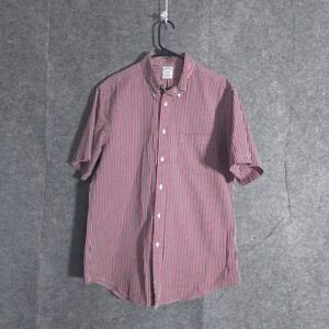 Brooks Brothers Regent Fit Striped Seersucker Shirt Men's Large Short Sleeve